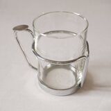 Lot de 4 tasses, verre et support en métal, Duralex France