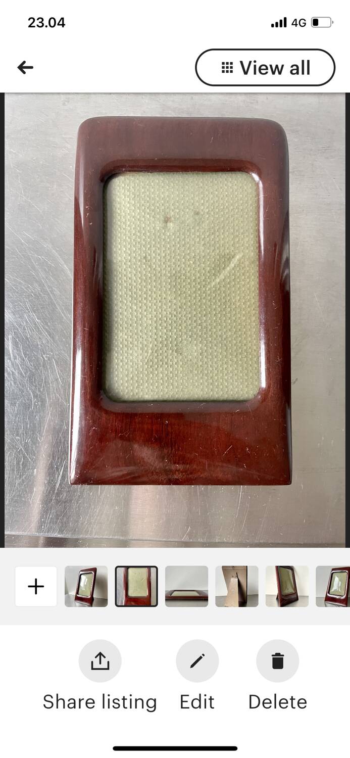 Antique  Art Deco Mahogany Wooden Frame  22.5 cm x 13.5 cm  convex glass