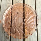 Ancient Rose Glass Plate with 4 Small Liqueur Glasses