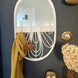 White rattan mirror