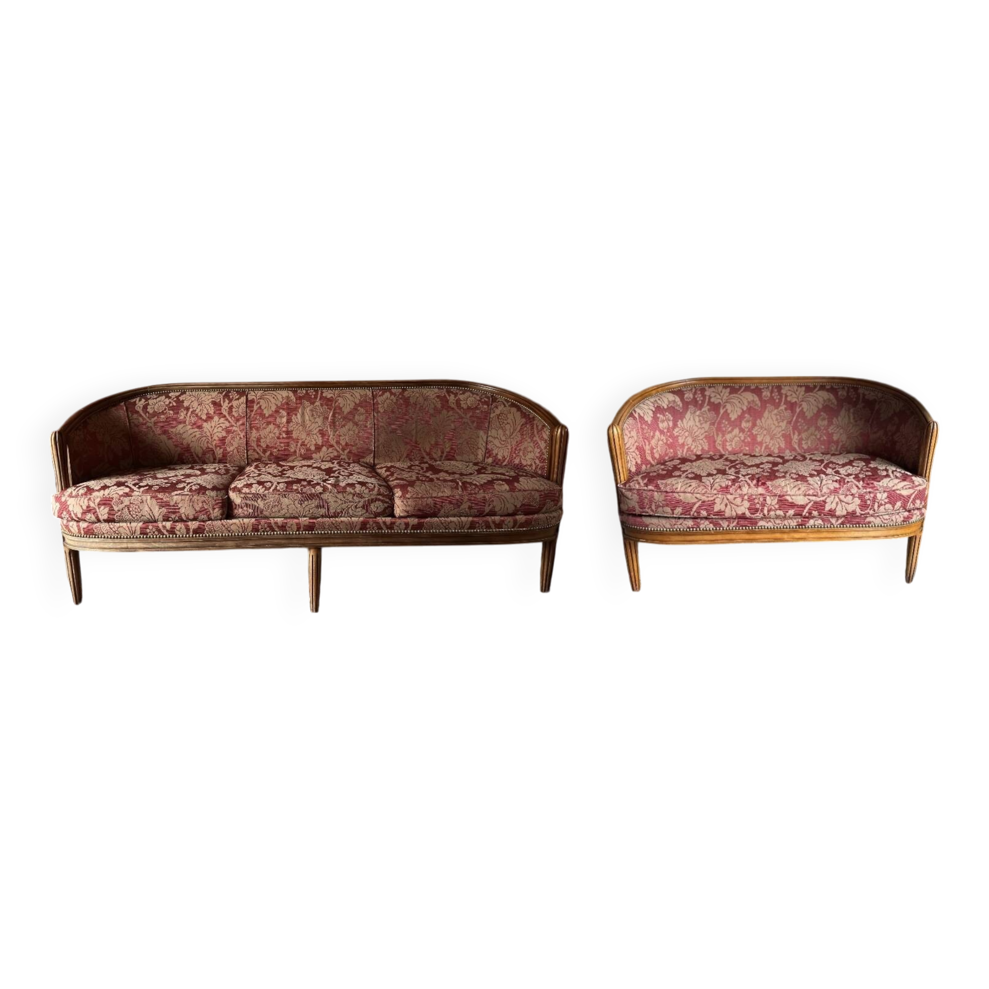 Set of Louis XVI style basket benches, 2 and 3 seats