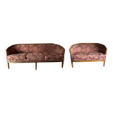 Set of Louis XVI style basket benches, 2 and 3 seats