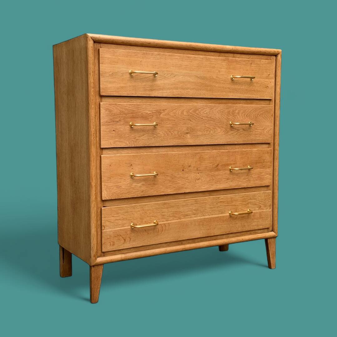 Commode pieds compas et chêne brut massif  1960