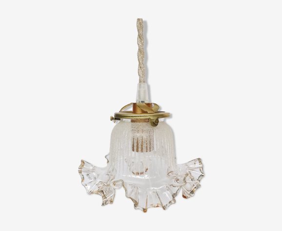 Lampe baladeuse vintage decor givré et jupon liseré doré