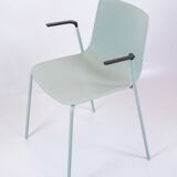 Set Of 6 Pato Chairs Lacquered In Blue With Black Armrests By Hee Willing & Ludvik For Fritz Hansen