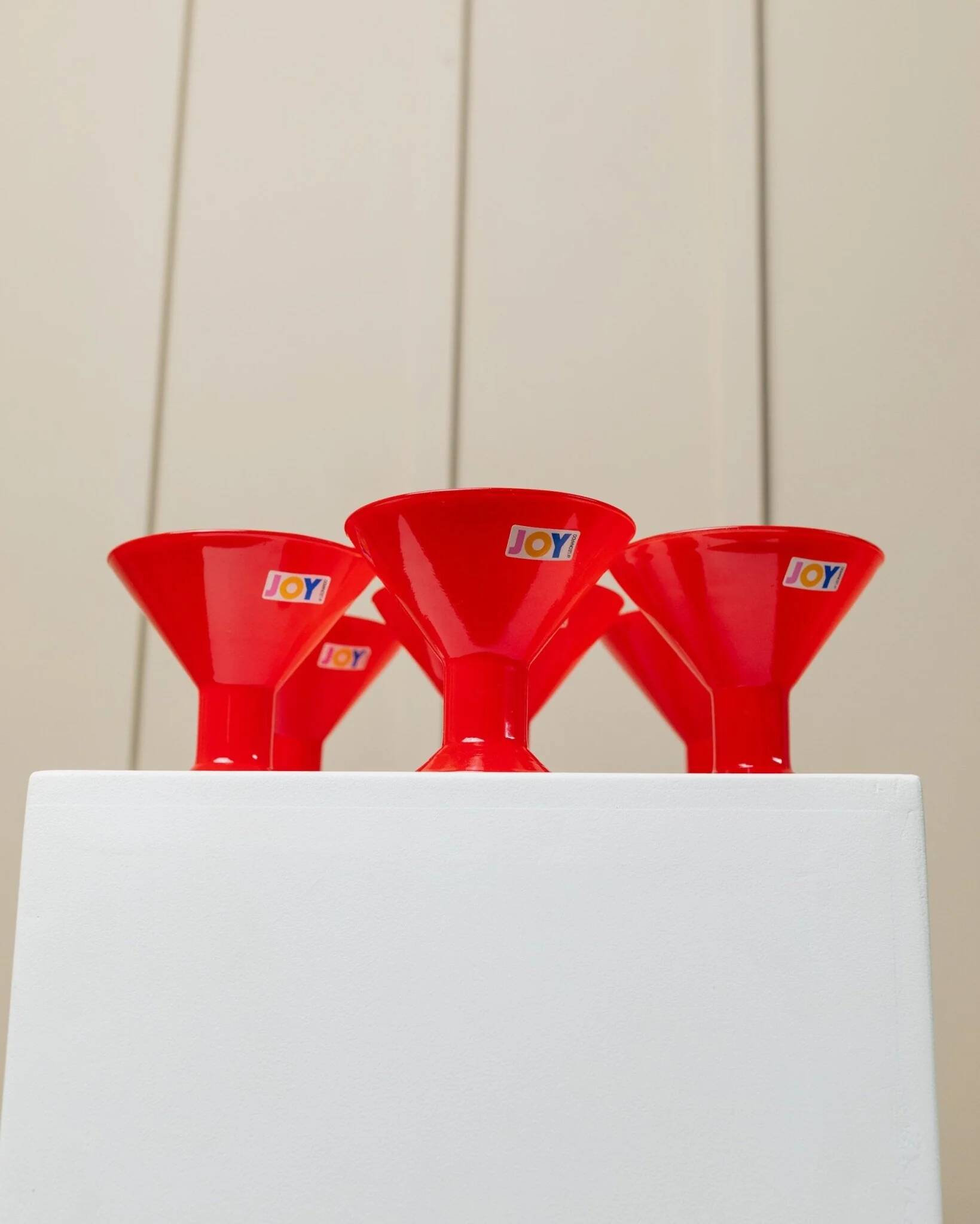 Six Red Glass Joy by Leonardo Drinking Glasses - Postmodern Memphis Style, 1980s Italian Vintage Glassware