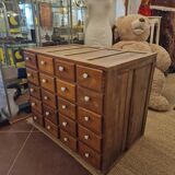 Antique craft cabinet with solid oak drawers and porcelain handles