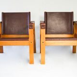 Karl Heinz Bergmiller For Escriba, Pair of Safari Leather Armchairs and Matching Coffee Table