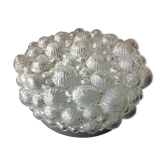 Plafonnier rond en verre bullé vintage années 60-70