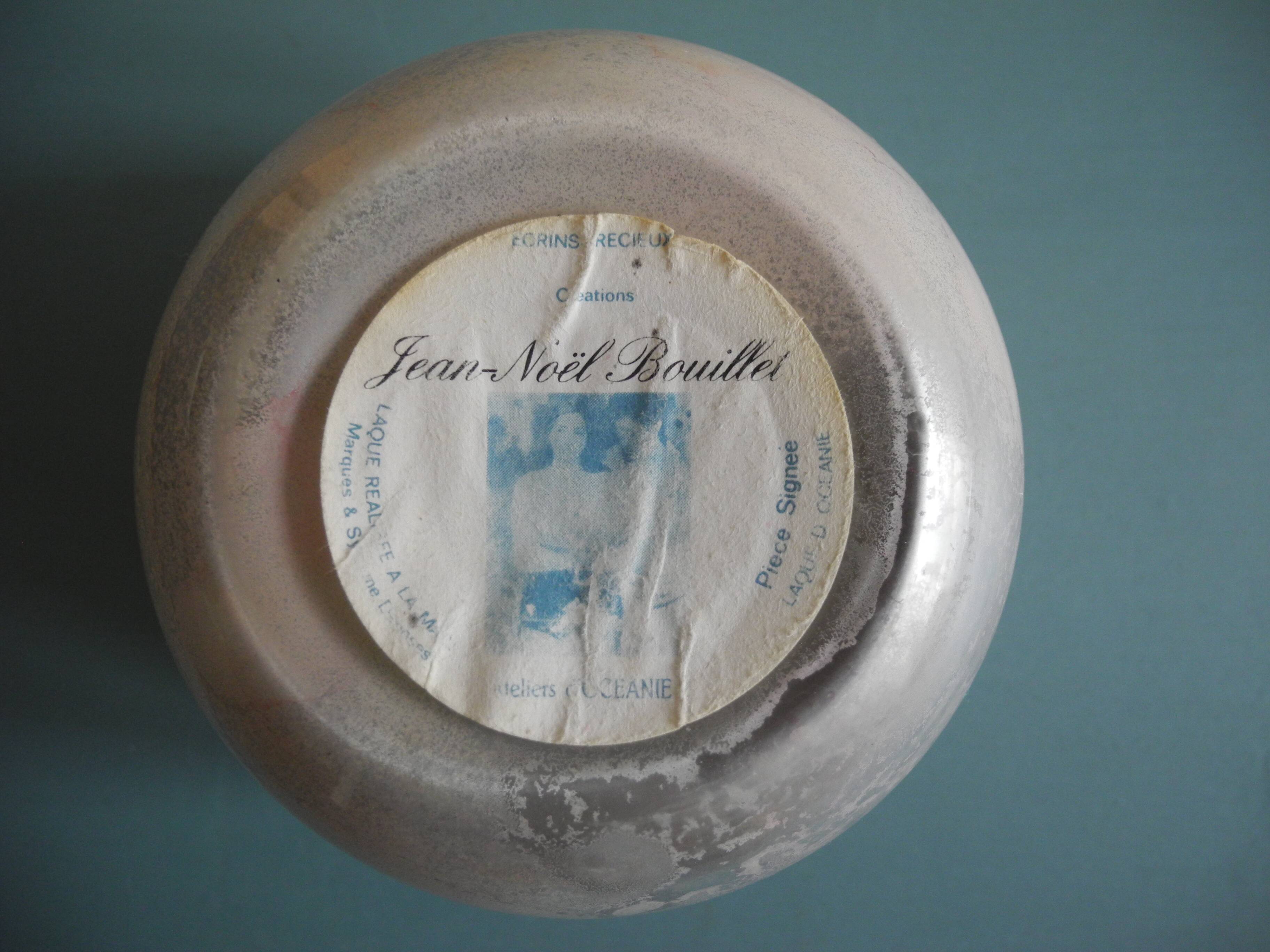 Jean-Noël Bouillet vase lacquered glass Oceania vintage decor French vase 70s