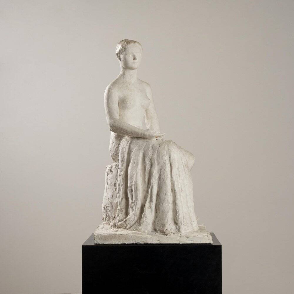 Gertrude Bret, Woman Sitting, 1900s, plaster sculpture