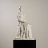 Gertrude Bret, Woman Sitting, 1900s, plaster sculpture