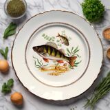 Six Vintage Fish Plates by Moulin des Loups. French Fish Plate Set. Fish Dinnerware Set.
