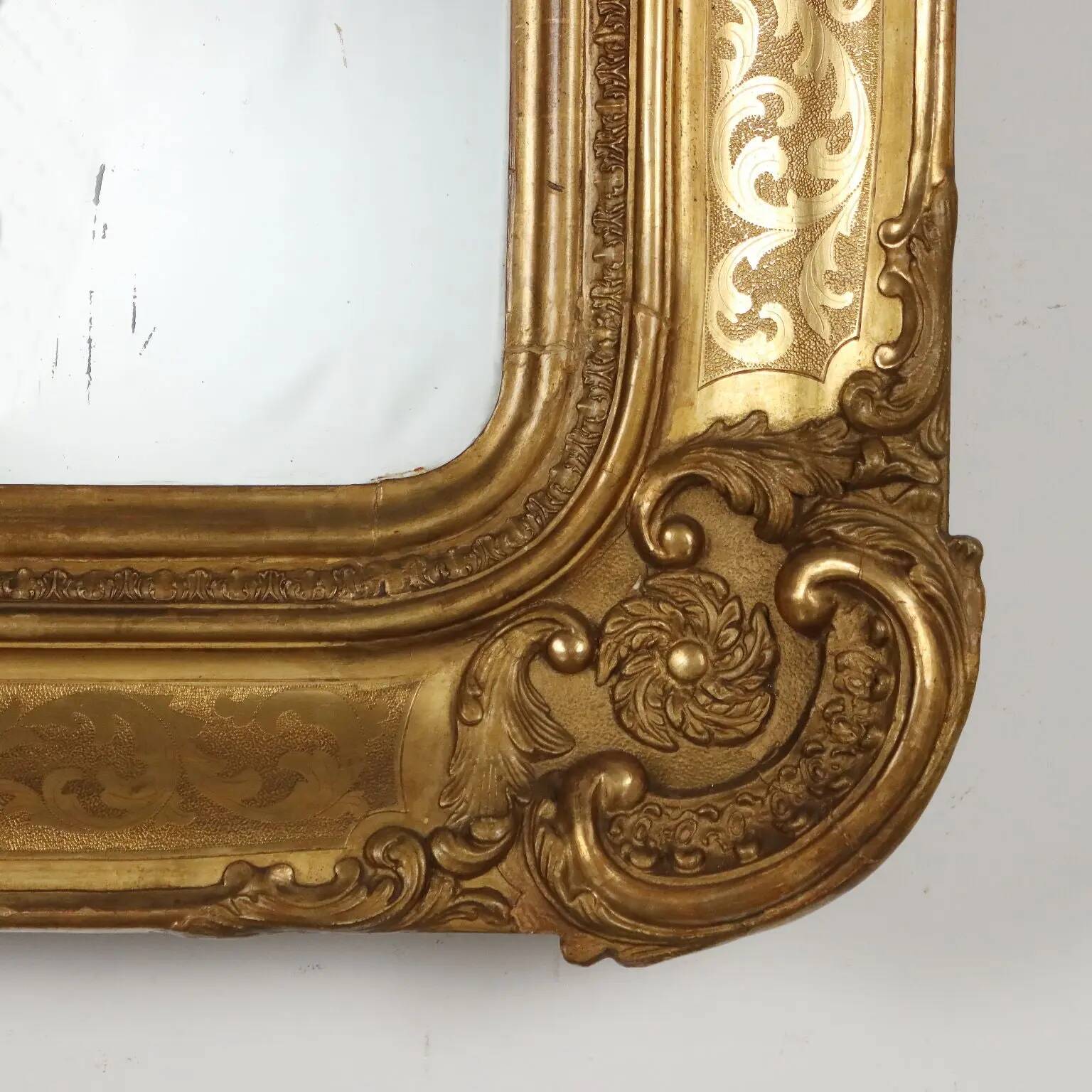 Antique mirror in carved fir, France, mid-19th century.