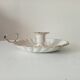 Antique hand candle holder "cellar rat" in enamelled metal