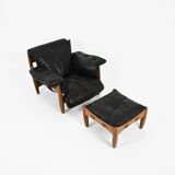 Armchair with footrest "Sheriff" by Sergio Rodrigues for ISA Bergam.