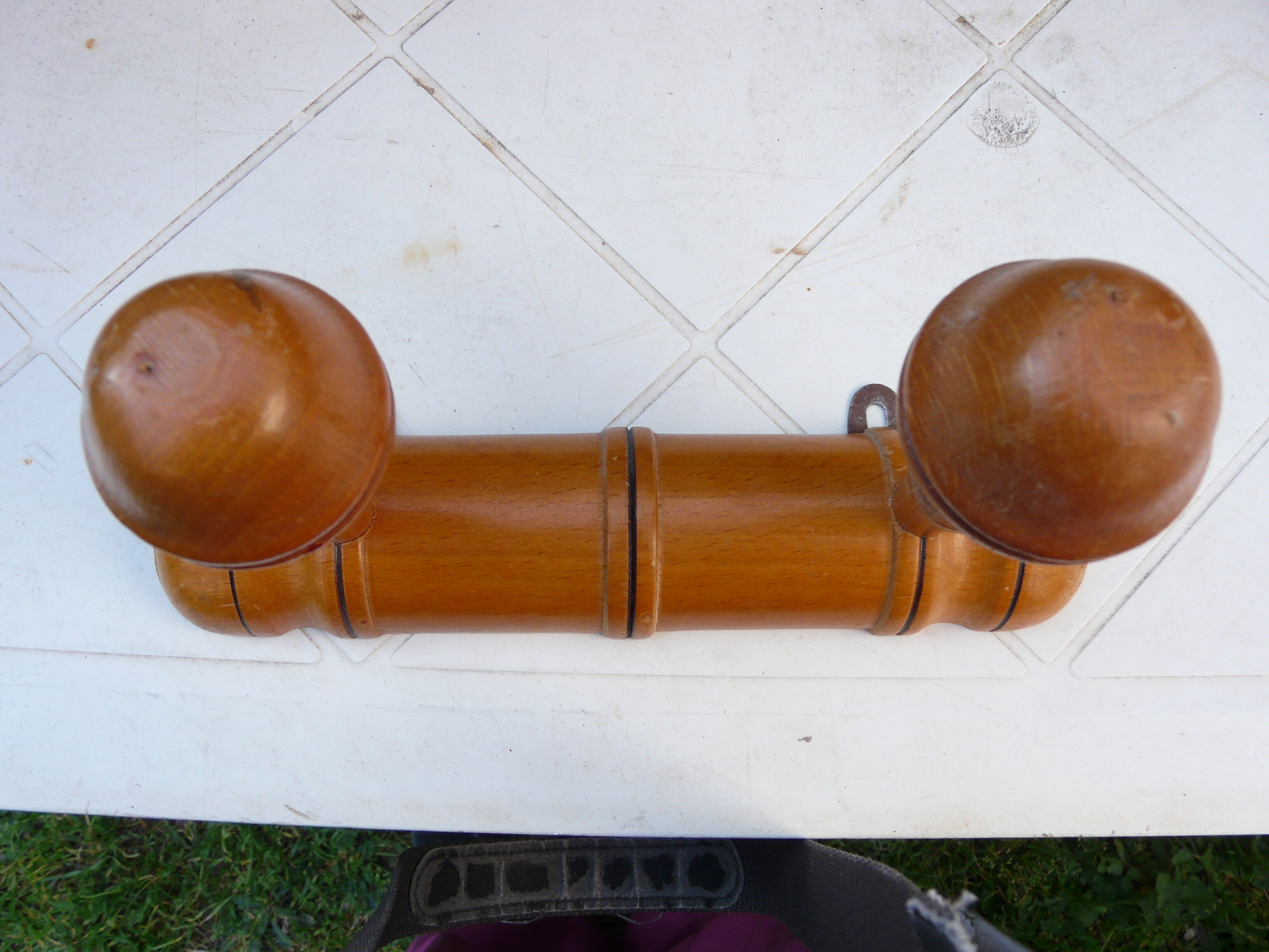 Wooden coat rack bamboo style 40s, 2 hooks