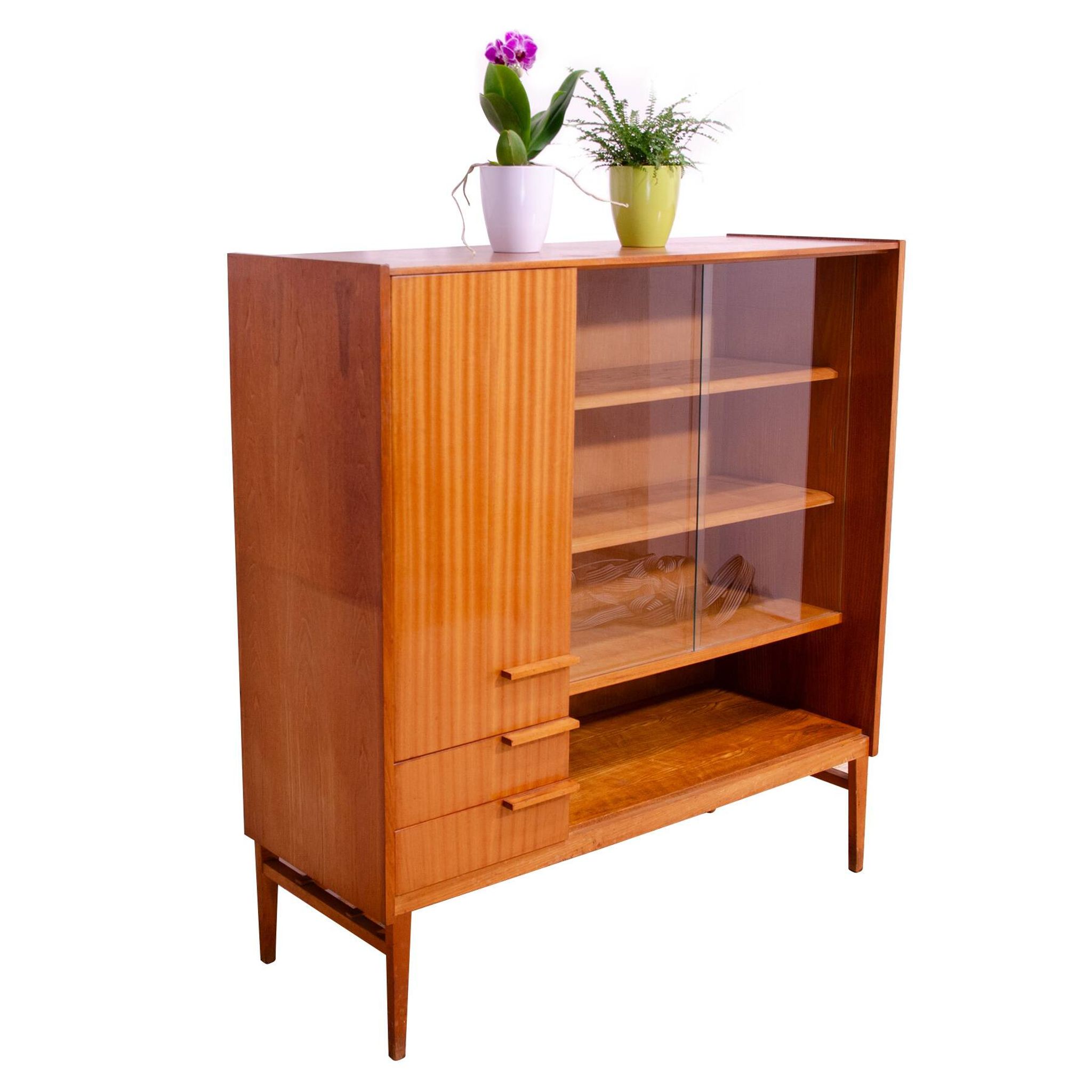 Midcentury glazed bookcase by František Mezulánik for UP Závody, 1960s