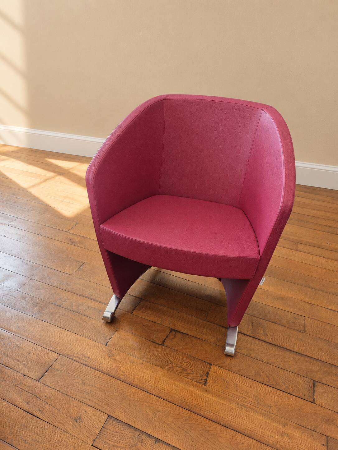 4 leather armchairs with chrome legs, design harmony