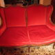 Antique Louis XV style red velvet sofa