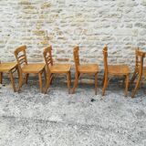 12 varnished bistro chairs