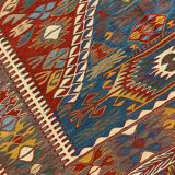 Traditional turkish kilim area rug, handmade oriental tribal kilim 145x194cm