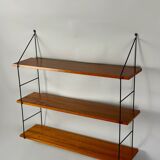 Étagère murale vintage avec trois étagères en placage de teck