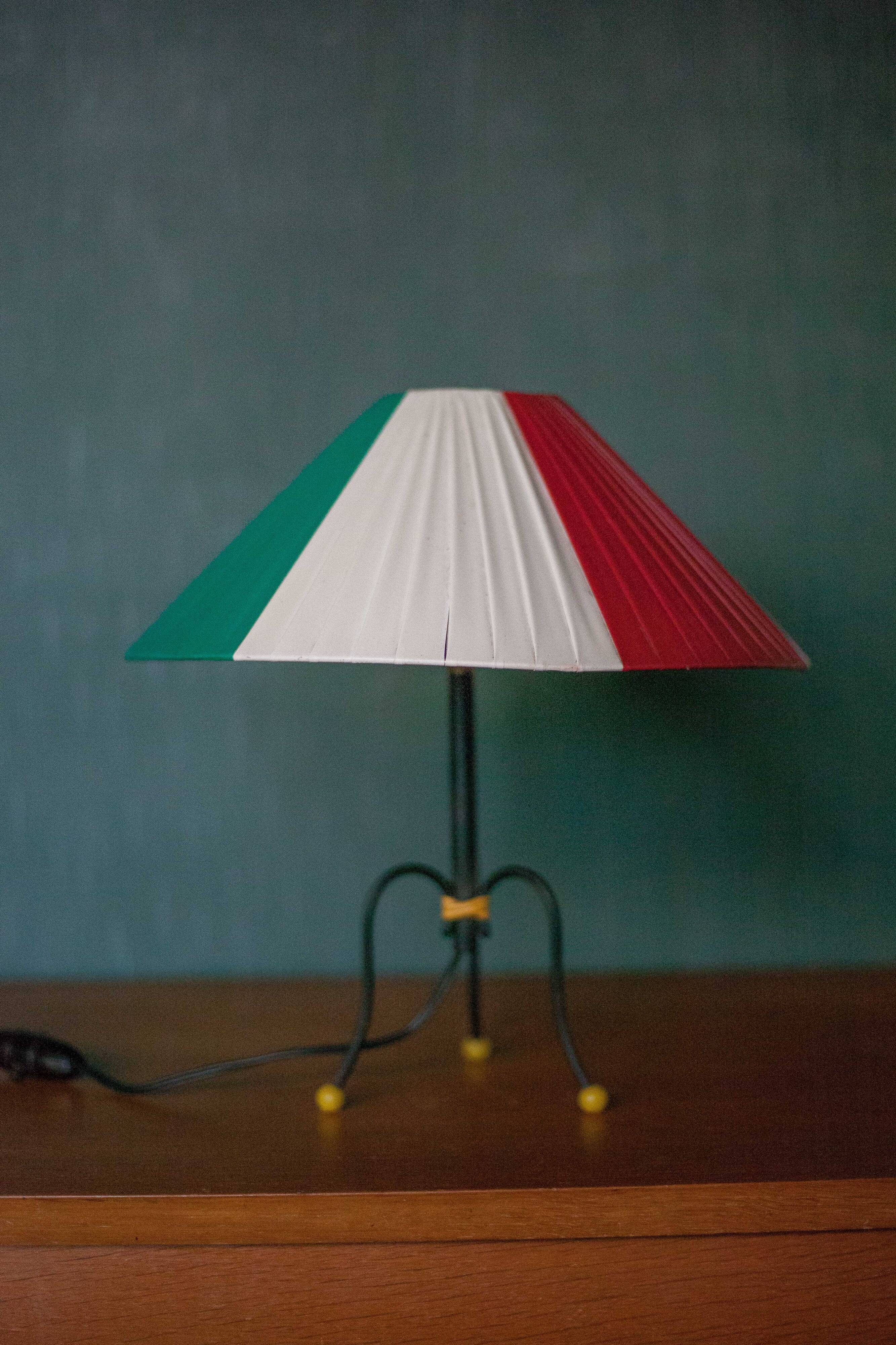 Vintage tripod lamp, bedside lamp, table lamp, rockabilly, retro, scoubidou son lamp, decoration