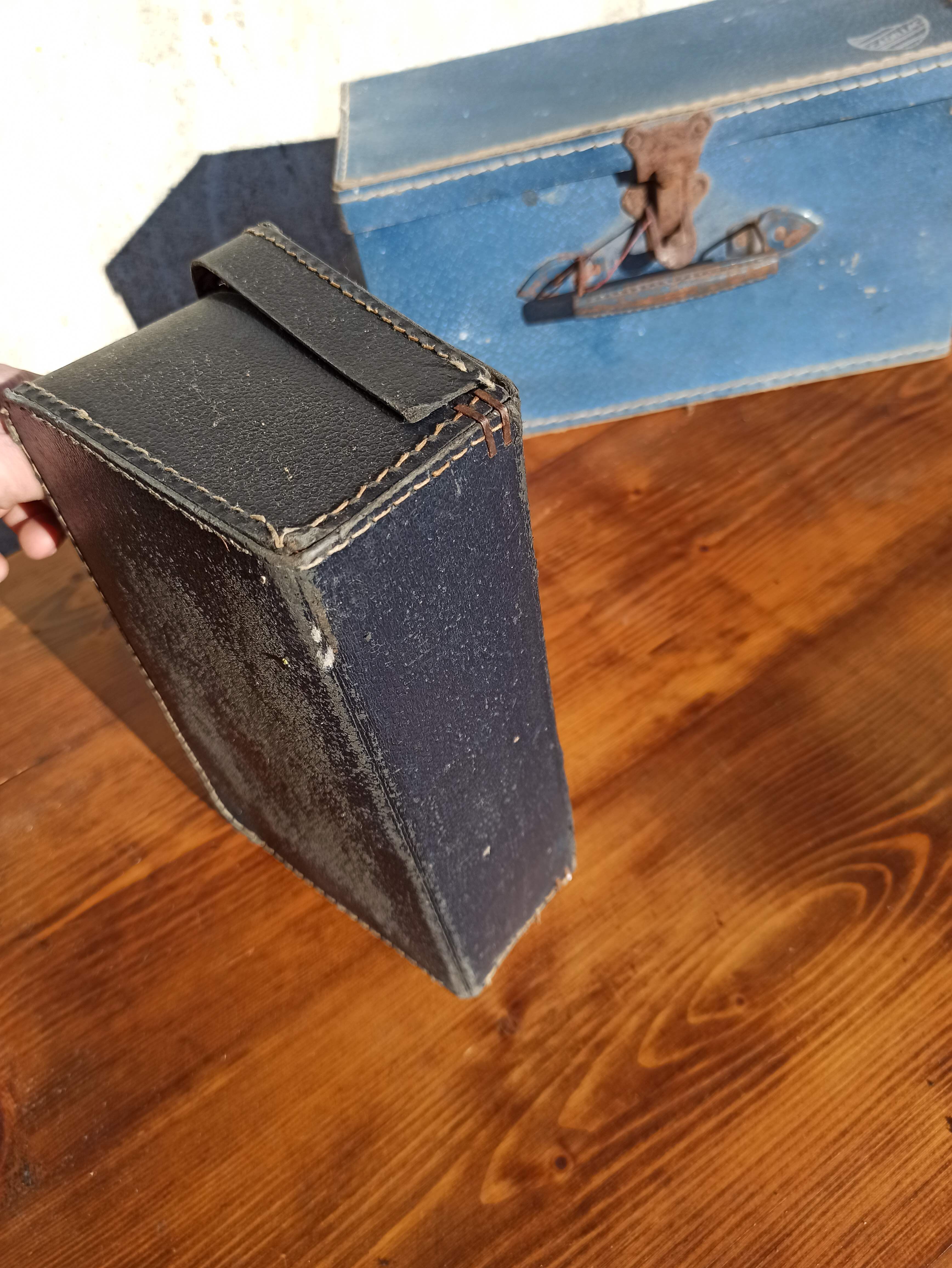 Set of 3 old cardboard suitcases