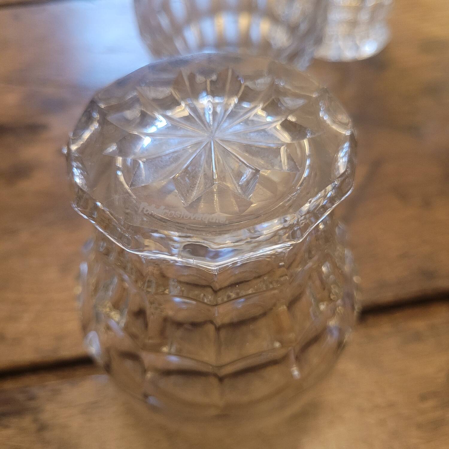 Set of 10 faceted glasses, pressed-molded glass, circa 1950–1960