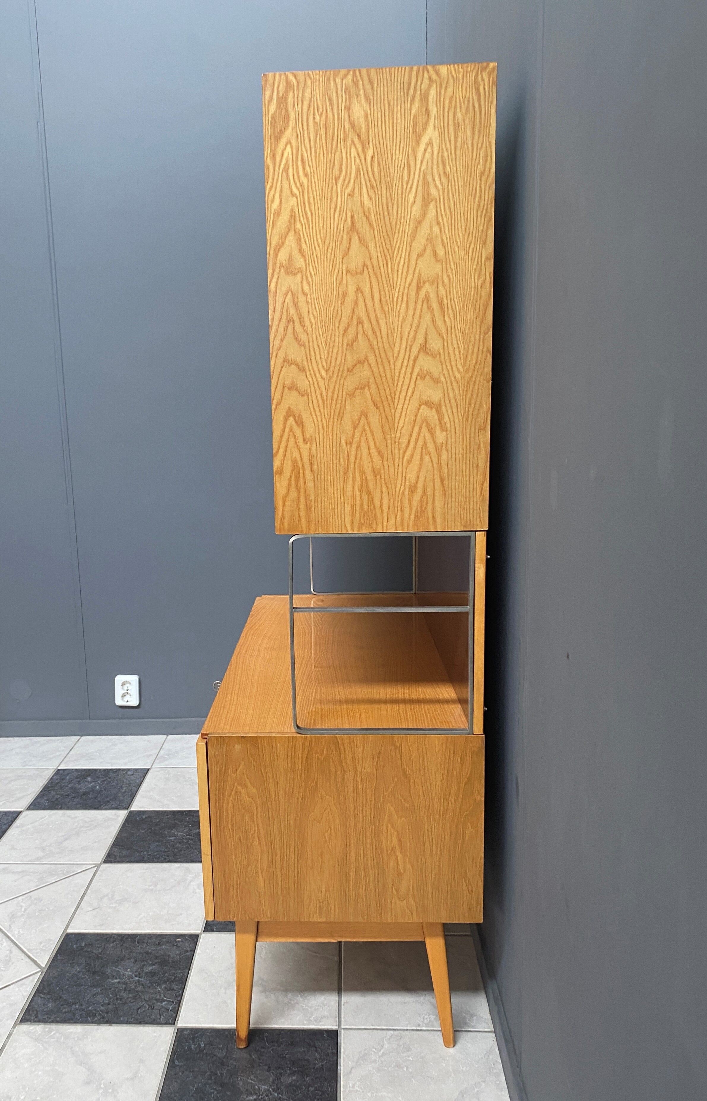 Jitona cabinet with desk two tone wood 1960s