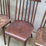 Set of 4 wooden slatted chairs in Scandinavian style