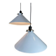 2x vintage white metal pendant lamps – 1980s