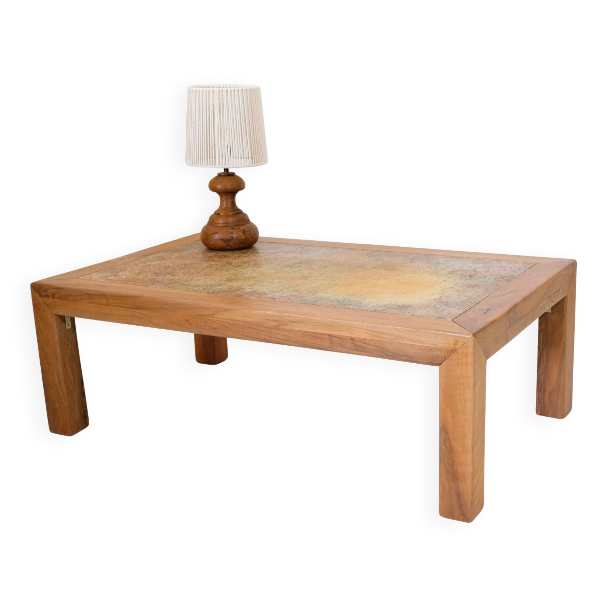 Bernard Buffat, coffee table with ceramic top, 1970s.