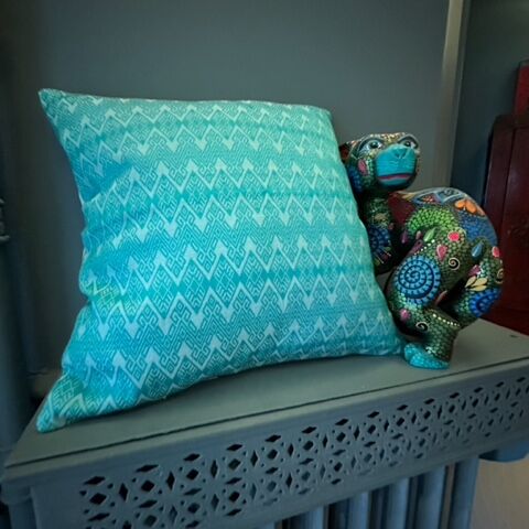 Ocean blue Kachin cushion 50x50