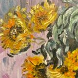 Painting, still life with sunflowers, oil on canvas 60/70