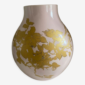 Vase en céramique XXL Jonsberg rose et doré Hella Jongerius Ikea vintage