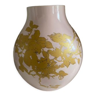 Vase en céramique XXL Jonsberg rose et doré Hella Jongerius Ikea vintage