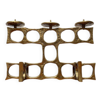 Brutalist metal candlestick from the mid-century by Heinz Goll