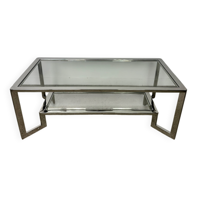 Table basse rectangulaire chromé style vintage 70'S