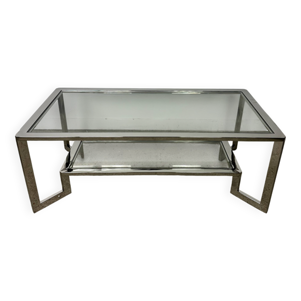 Table basse rectangulaire chromé style vintage 70'S