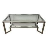 Table basse rectangulaire chromé style vintage 70'S