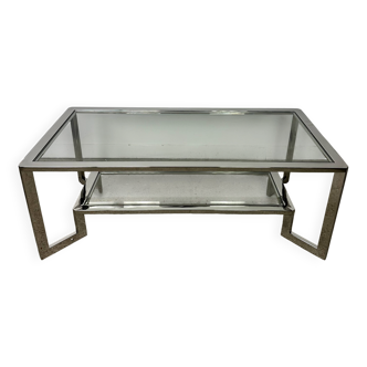 Table basse rectangulaire chromé style vintage 70'S