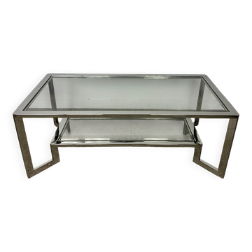 Vintage 70's style chrome rectangular coffee table