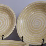 Lots de 6 anciennes assiettes creuses Longchamp France jaune soleil