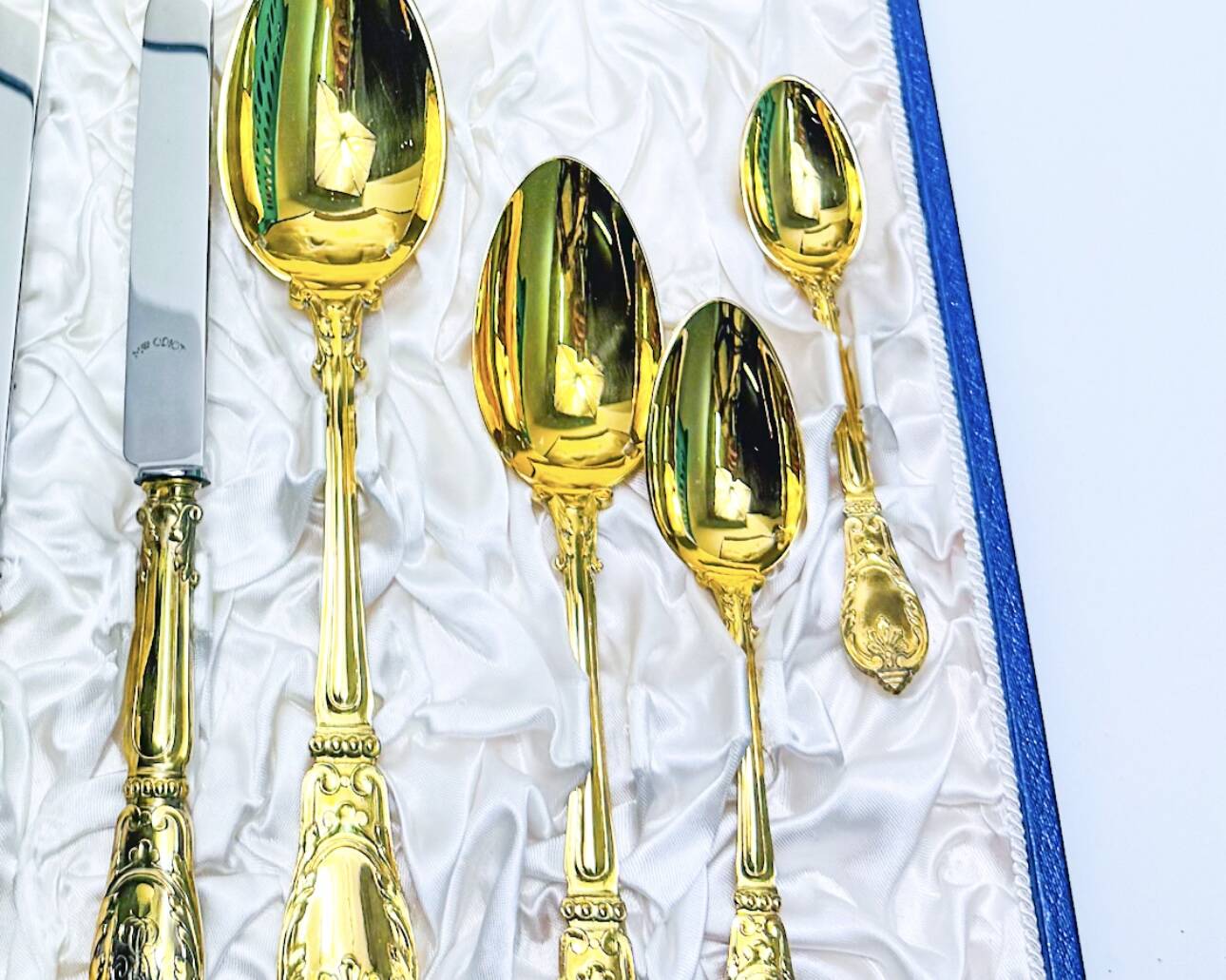 Prestige case for Odiot cutlery, solid silver and gold