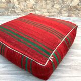 Moroccan Ottoman Pouf - Berber Cushion Cover - Decorative Cushions - Red Moroccan Cushion