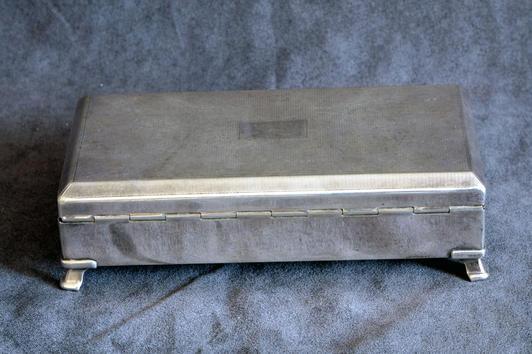 English silver metal card box