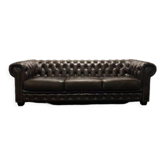 Canapé Chesterfield Vintage en cuir marron