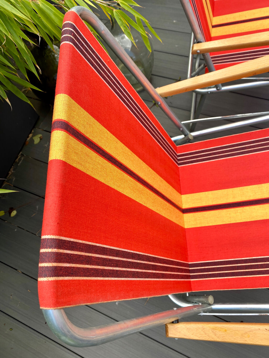 Pair of vintage folding camping chairs